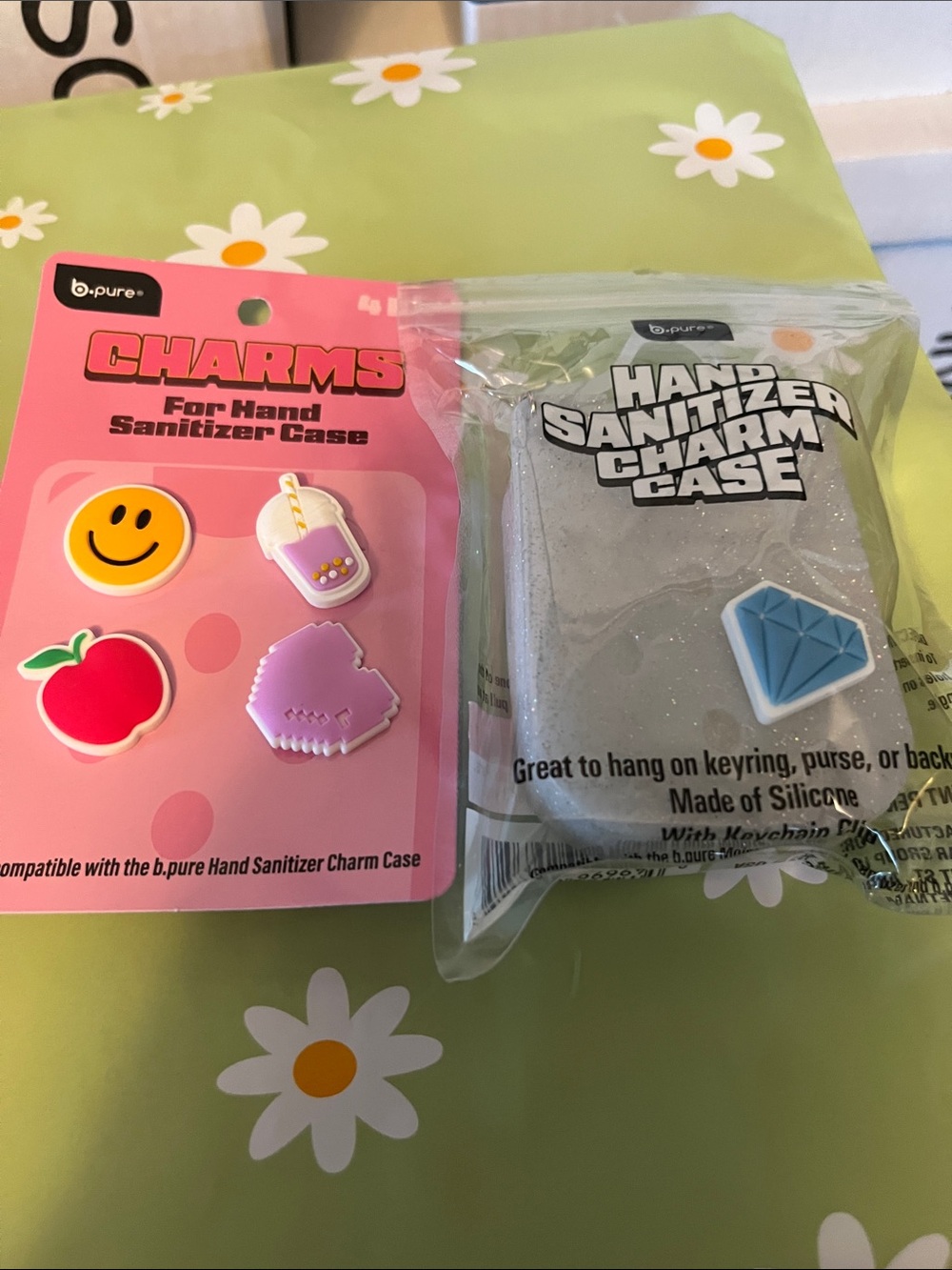 b.pure Hand Sanitizer Charm Case with Cute Charms -multi color charms